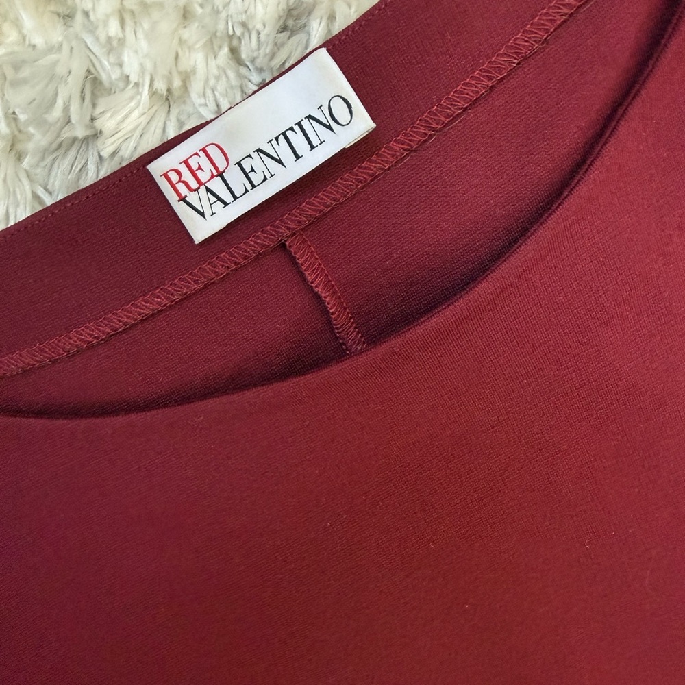 RED Valentino Burgundy Ruffle Casual Dress Sz M - Excellent Condition
